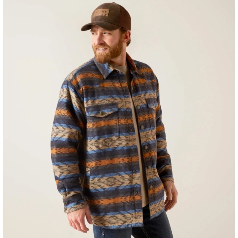 Ariat Men's Hartland Aztec Iron Heather Shirt Jacket Shacket - Size M